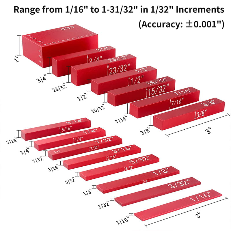 📏 HOT SALE! ⚡ 15 PCS Precision Setup Blocks Height Gauge Set – High Precision, Durable Aluminum Alloy, Clear Scale, Wide Application for Woodworking & Machinery 🛠️