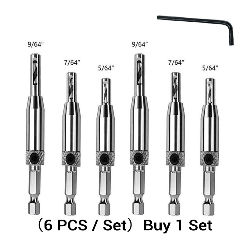 Self-Centering Hinge Drill Bit Set