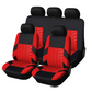 Car Seat Covers for 5 Seats Universal, Fabric Breathable Car Front & Rear Seat Protectors, Airbag Compatible, Full Protection, Fits Most Cars Trucks Vans SUVs, Red Gray Black Blue Seat Covers, Car Decor Gift, Truck Accessories, Car Interior Accessori