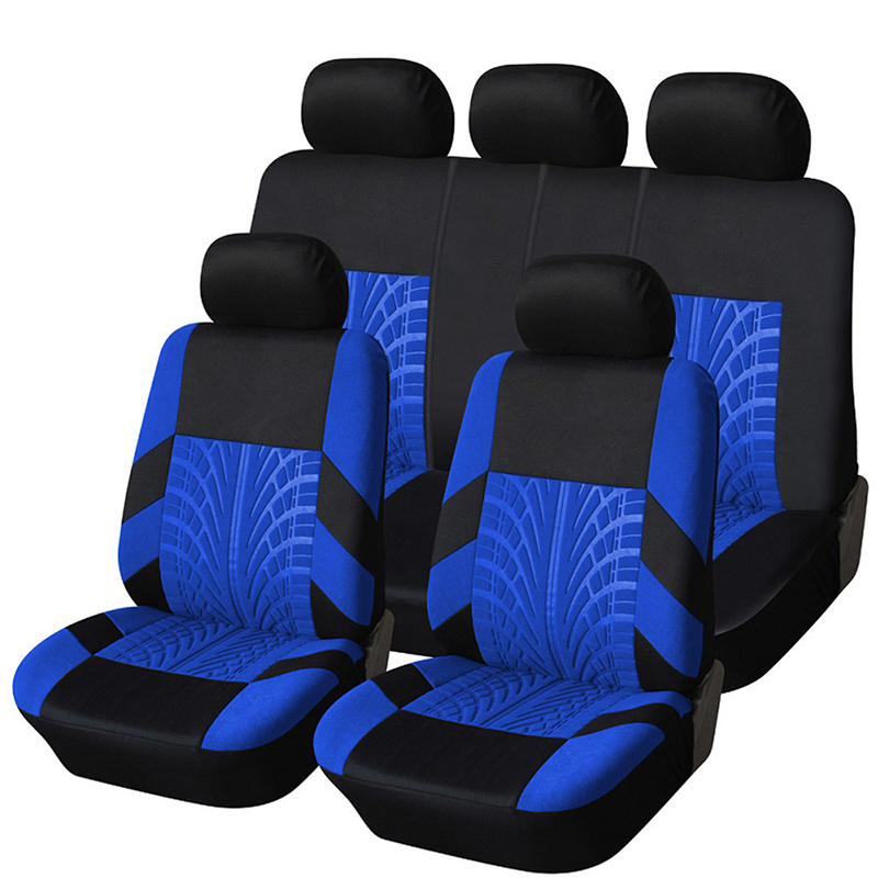 Car Seat Covers for 5 Seats Universal, Fabric Breathable Car Front & Rear Seat Protectors, Airbag Compatible, Full Protection, Fits Most Cars Trucks Vans SUVs, Red Gray Black Blue Seat Covers, Car Decor Gift, Truck Accessories, Car Interior Accessori