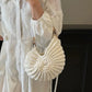 Knitted Seashell Tote Bag with Pearl Strap