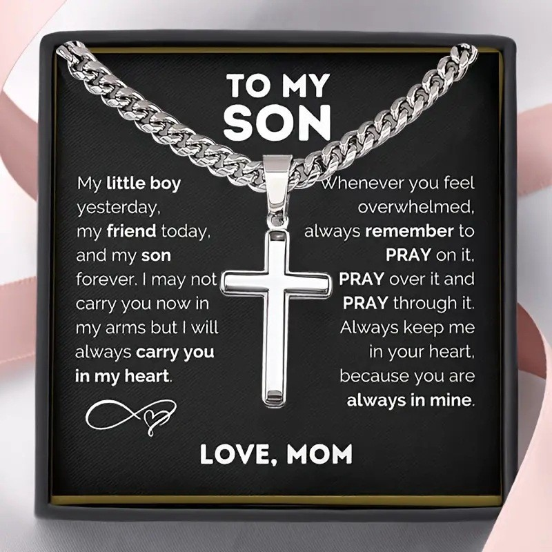 🏆 Last Day Special Price £9.99 ! 🕊️✝️Men's Stainless Steel Cross Pendant Necklace – Classic Symbol, Strong & Lasting