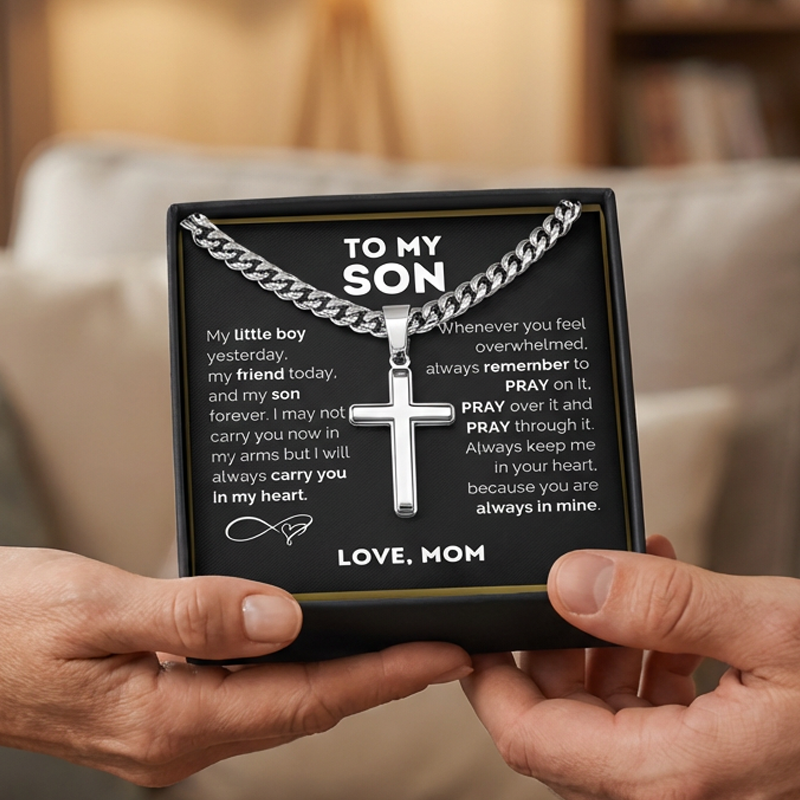 🏆 Last Day Special Price £9.99 ! 🕊️✝️Men's Stainless Steel Cross Pendant Necklace – Classic Symbol, Strong & Lasting