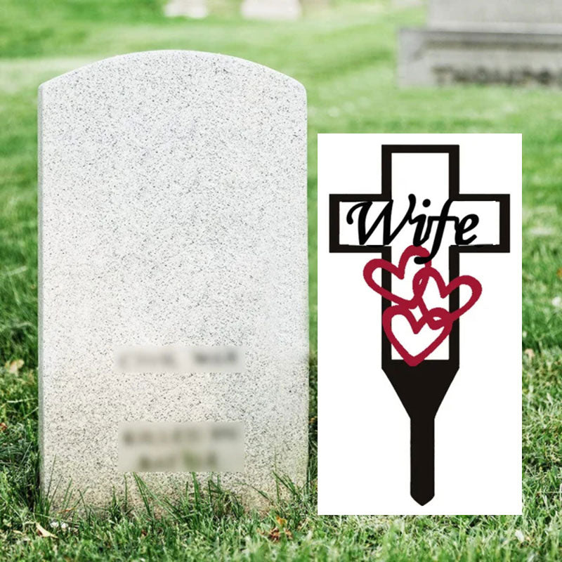 Metal Cross Stake Insert Plaque for Cemetery Memorials