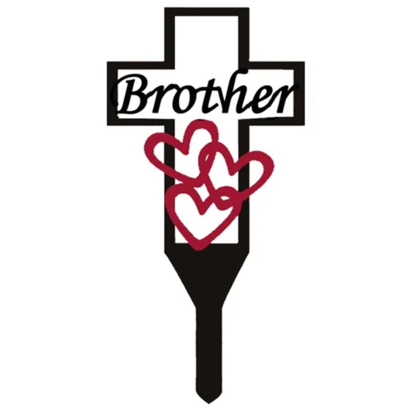 Metal Cross Stake Insert Plaque for Cemetery Memorials