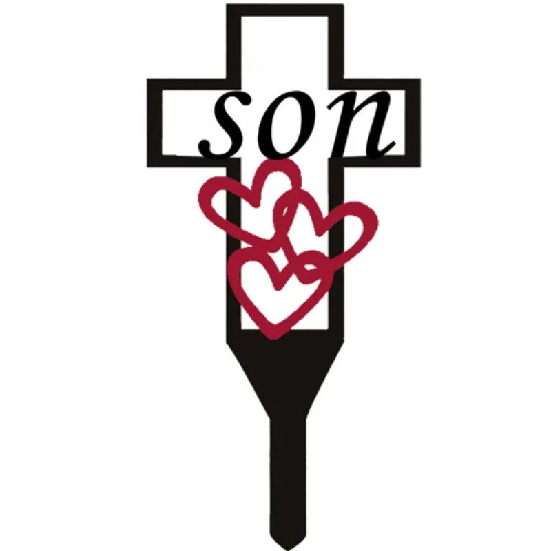 Metal Cross Stake Insert Plaque for Cemetery Memorials