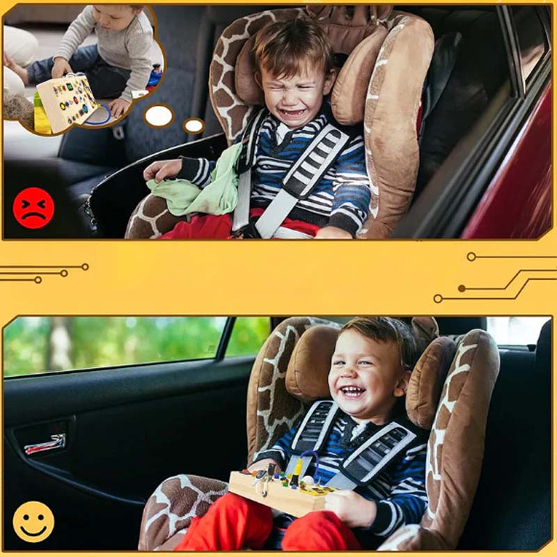 🔆 LED Light Wooden Busy Board – Switch & Button Sensory Toy, Montessori Early Learning, Best Gift for 1-3 Year Old Boys & Girls 🧒