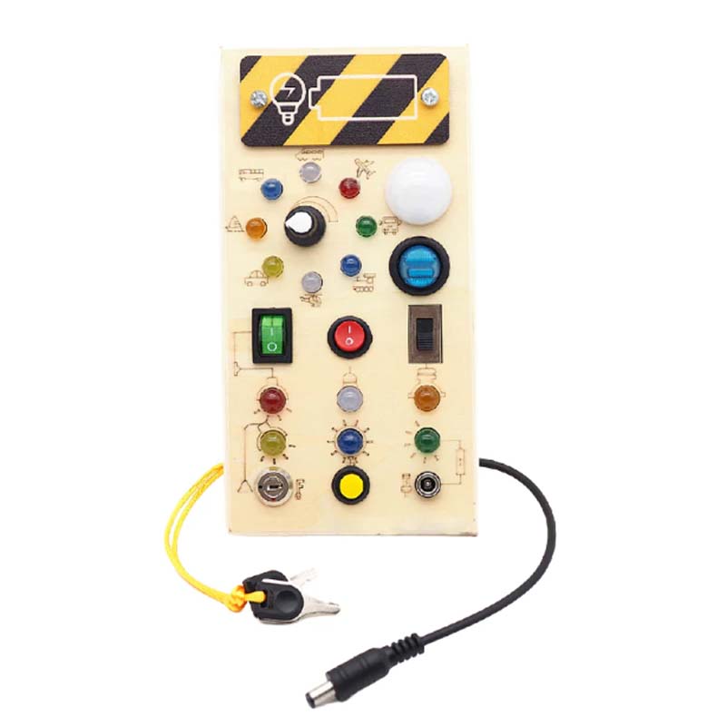 🔆 LED Light Wooden Busy Board – Switch & Button Sensory Toy, Montessori Early Learning, Best Gift for 1-3 Year Old Boys & Girls 🧒