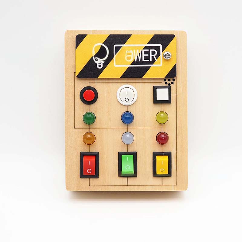 🔆 LED Light Wooden Busy Board – Switch & Button Sensory Toy, Montessori Early Learning, Best Gift for 1-3 Year Old Boys & Girls 🧒