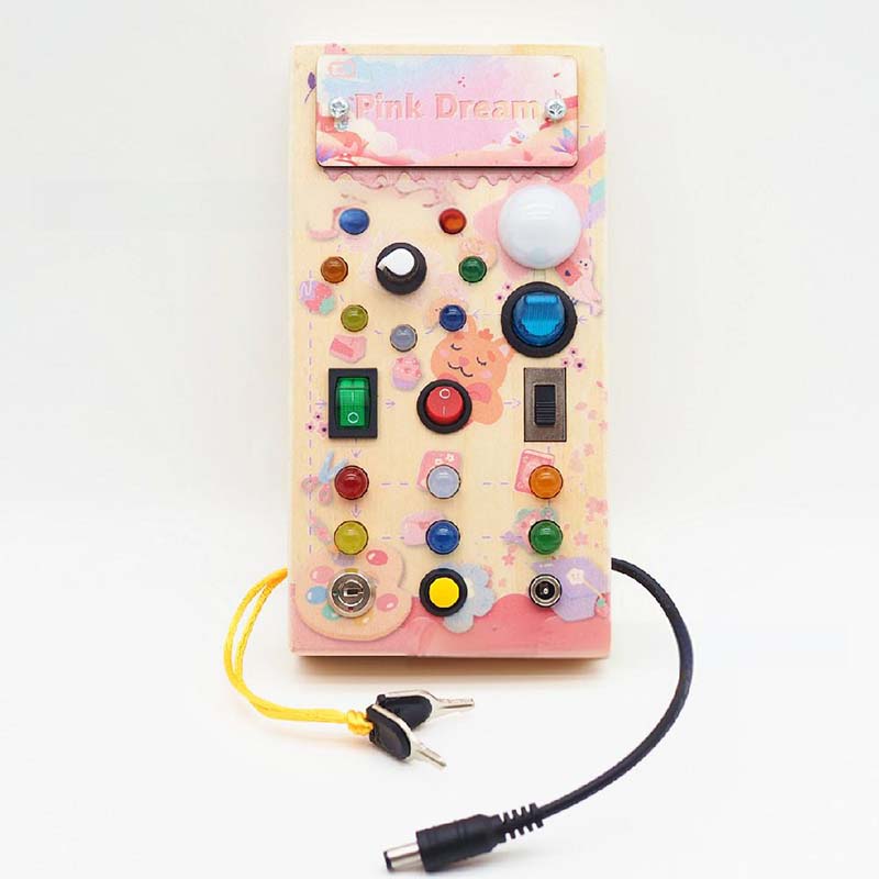 🔆 LED Light Wooden Busy Board – Switch & Button Sensory Toy, Montessori Early Learning, Best Gift for 1-3 Year Old Boys & Girls 🧒