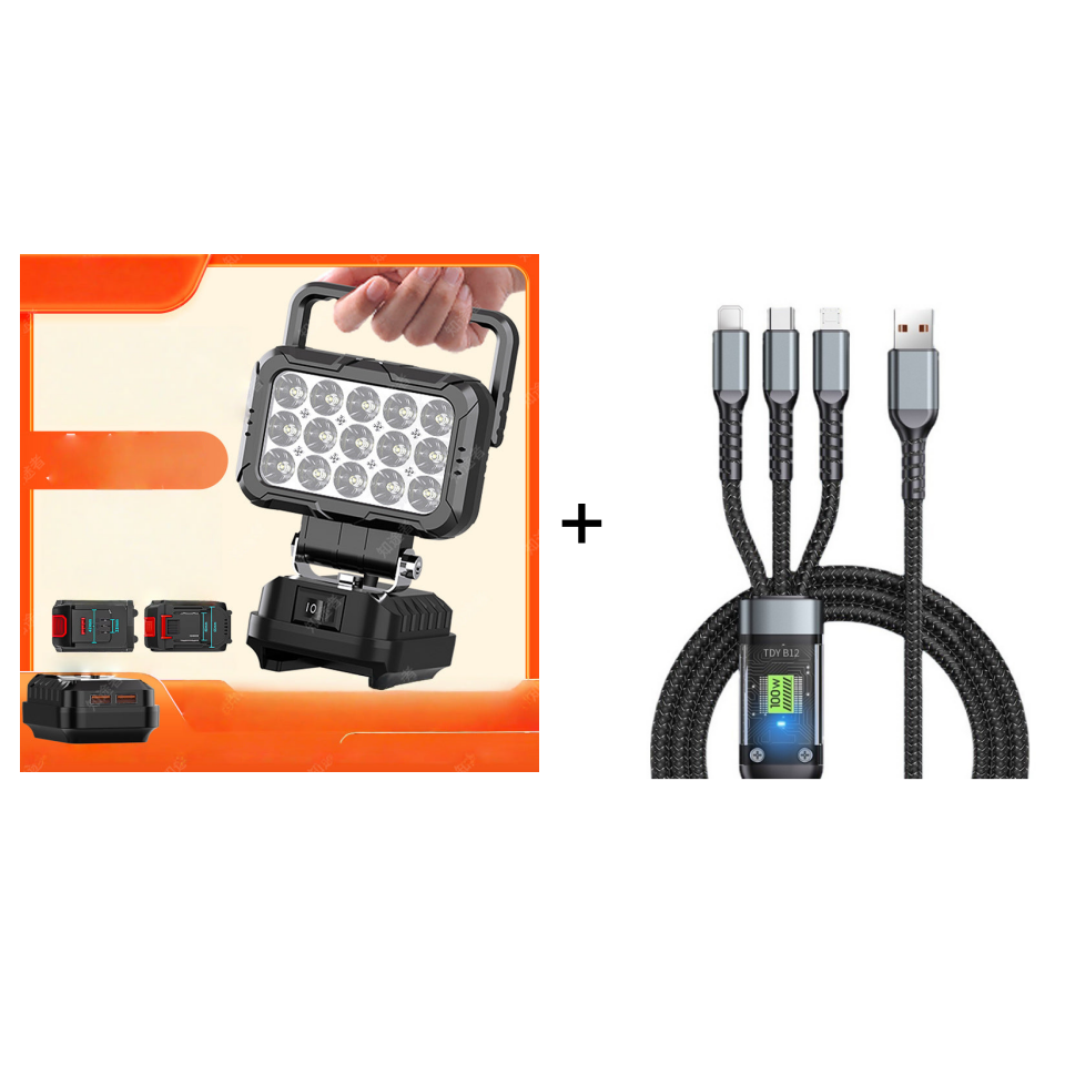 ⏳LIMITED TIME: 50% OFF!💡180° Rotatable LED Work Light – With Dual USB Power Bank Function – Rugged & Cordless – Universal Battery Compatibility – For Garage, Construction & Camping