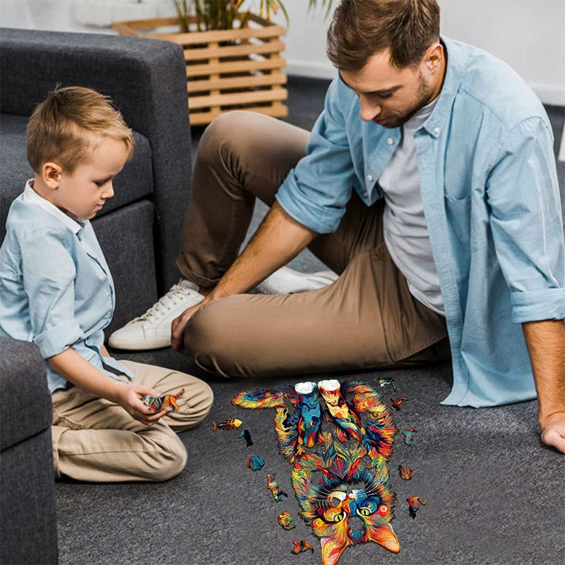 Colorful Cat Wooden Jigsaw Puzzle