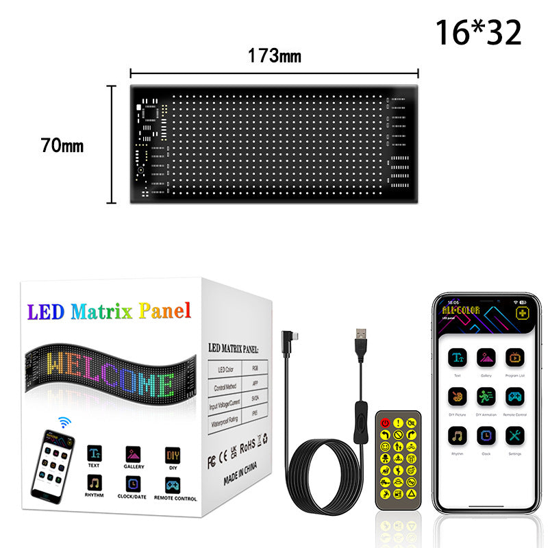 Multi-Use Flexible LED Sign Programmable Scrolling Text & Animation Display with APP-Control