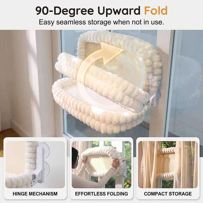 Foldable Cat Window Hammock with Suction Cups