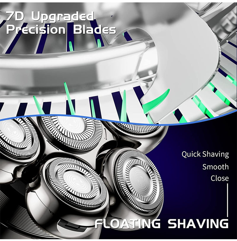 🔥50% Rabatt！❄️ ⚡ 7D Electric Shaver & Grooming Kit – 5-in-1 with Trimmer, Nose Hair, Cleansing Brush, Body Groomer – Wireless Charging, LED Display, Wet/Dry – Perfect for Head, Face & Travel