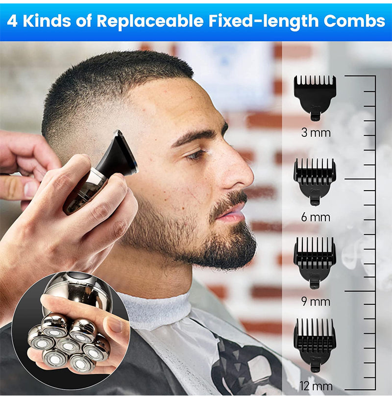 🔥50% Rabatt！❄️ ⚡ 7D Electric Shaver & Grooming Kit – 5-in-1 with Trimmer, Nose Hair, Cleansing Brush, Body Groomer – Wireless Charging, LED Display, Wet/Dry – Perfect for Head, Face & Travel