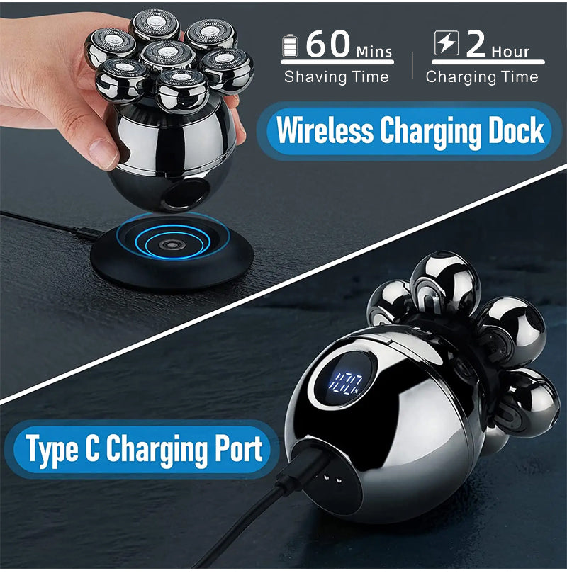 🔥50% Rabatt！❄️ ⚡ 7D Electric Shaver & Grooming Kit – 5-in-1 with Trimmer, Nose Hair, Cleansing Brush, Body Groomer – Wireless Charging, LED Display, Wet/Dry – Perfect for Head, Face & Travel