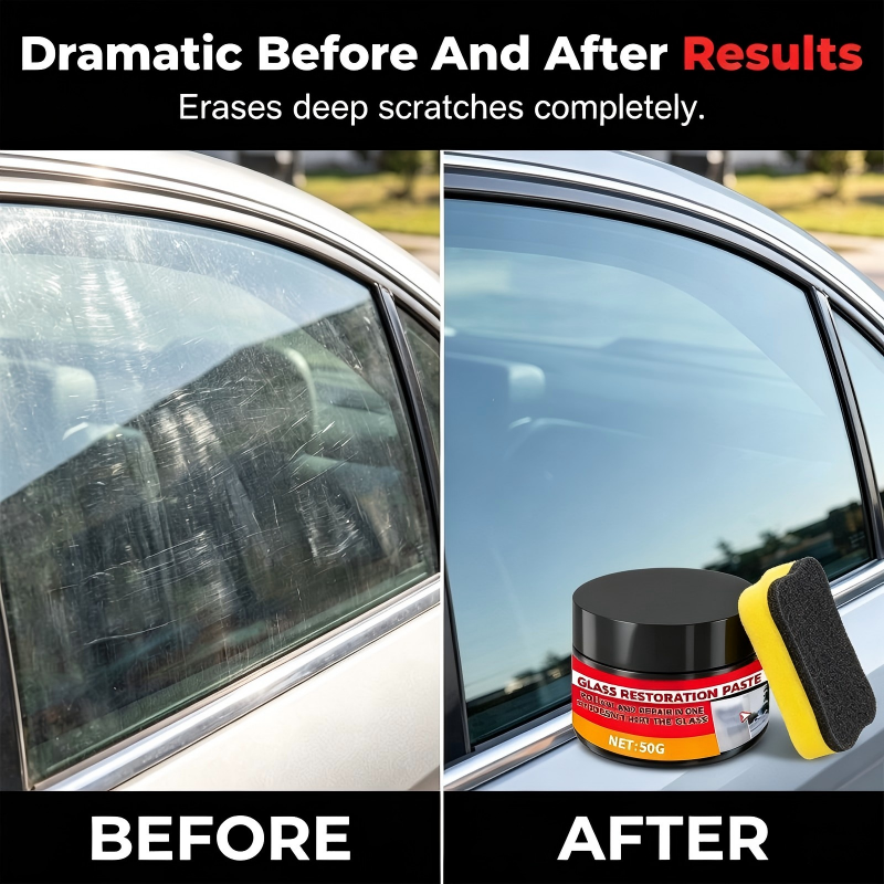✨HOT SALE 55% OFF🎁Car Glass Scratch Repair Paste with Sponge