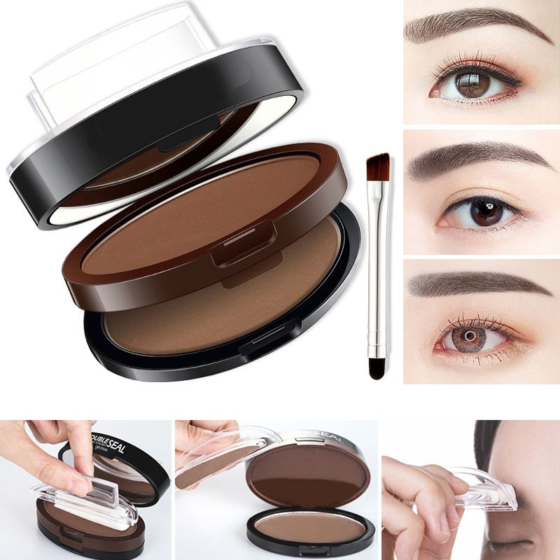 Instant adjustable eyebrow stamp with two-color brow powder