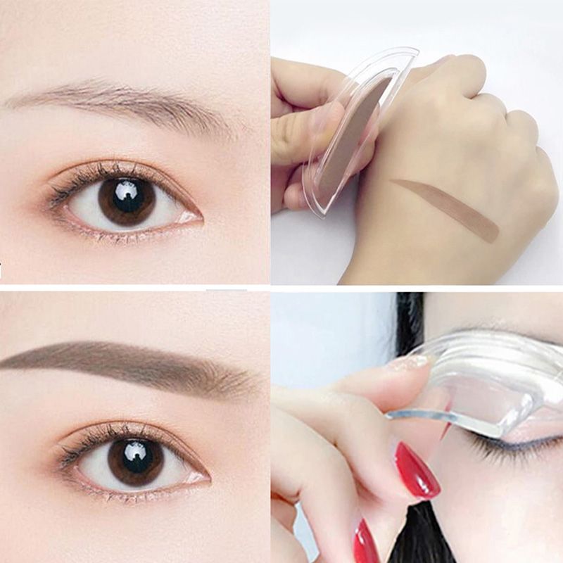 Instant adjustable eyebrow stamp with two-color brow powder