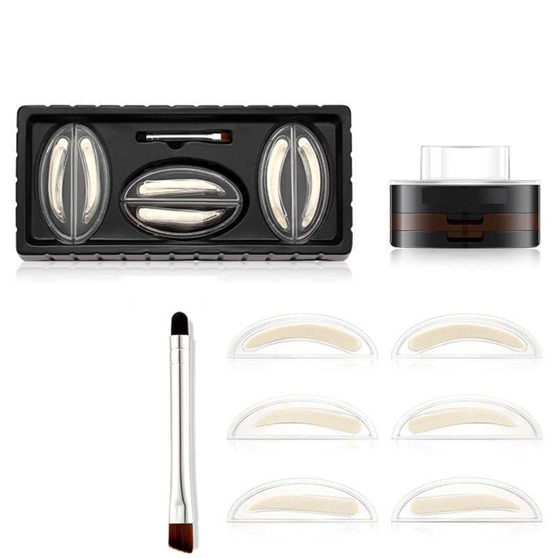 Instant adjustable eyebrow stamp with two-color brow powder