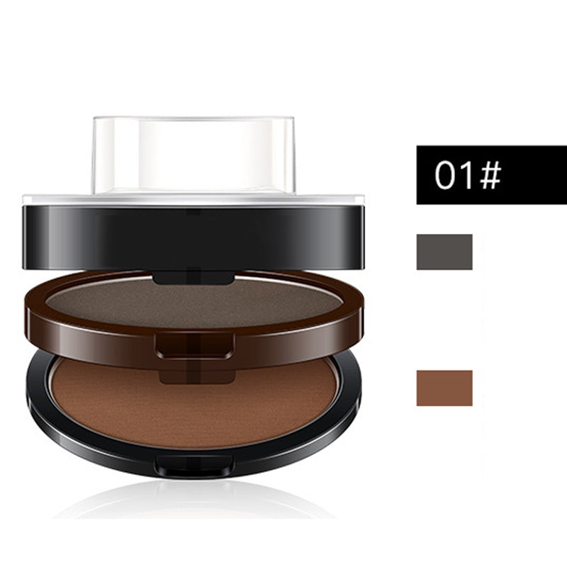 Instant adjustable eyebrow stamp with two-color brow powder
