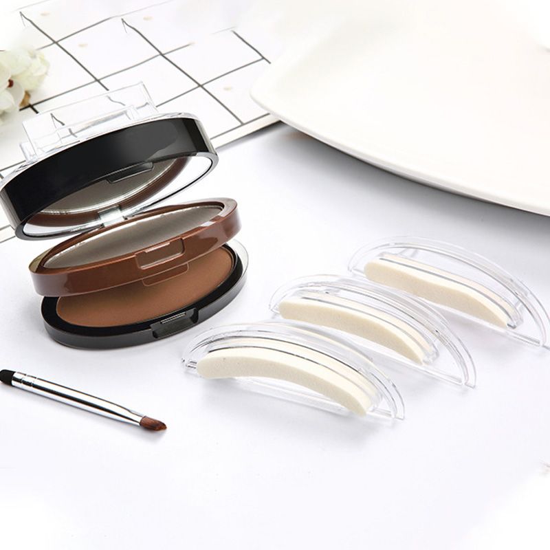 Instant adjustable eyebrow stamp with two-color brow powder