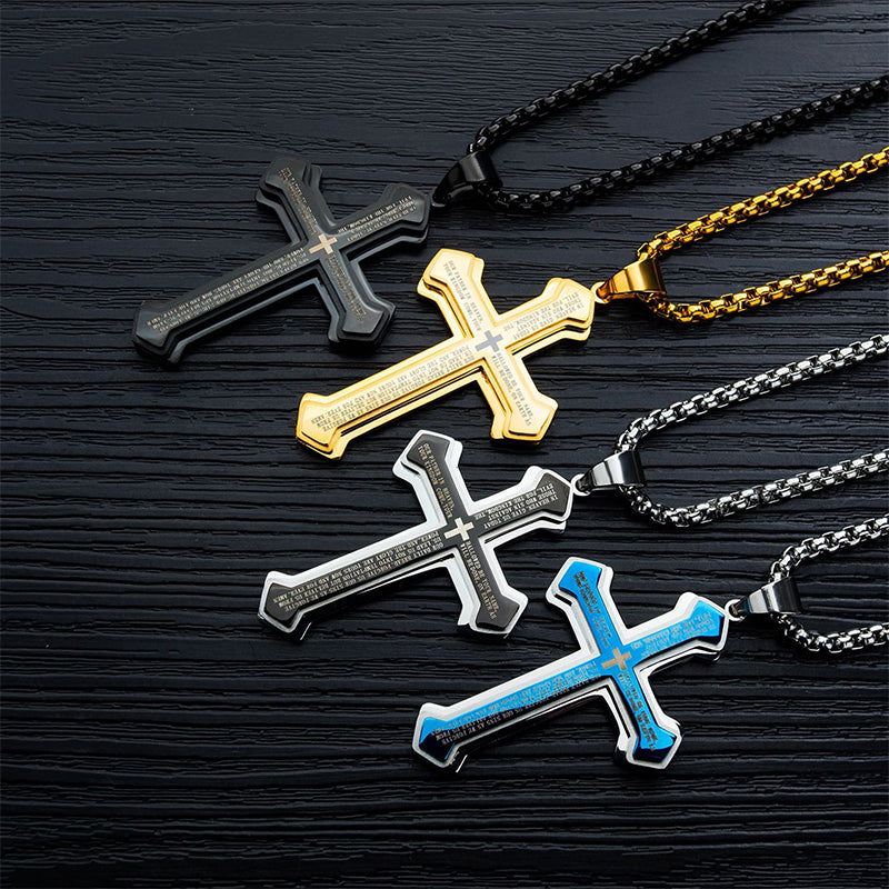 Men's Lord's Prayer Cross Necklace