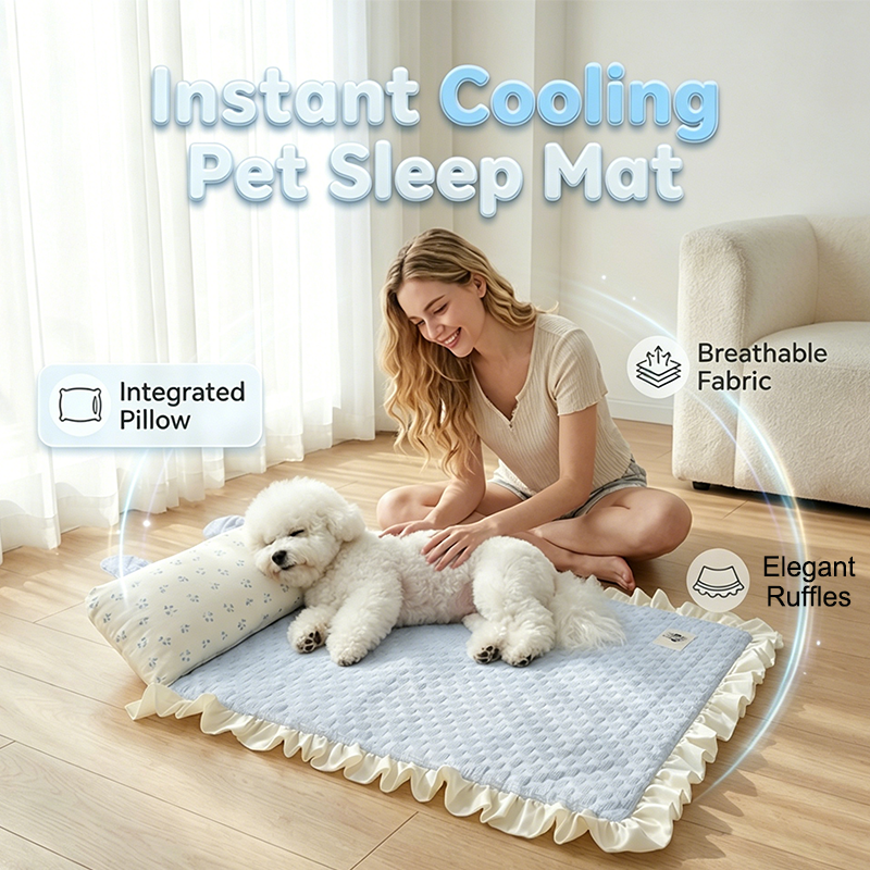 Summer Pet Cooling Mat with Pillow