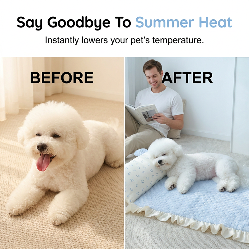 Summer Pet Cooling Mat with Pillow