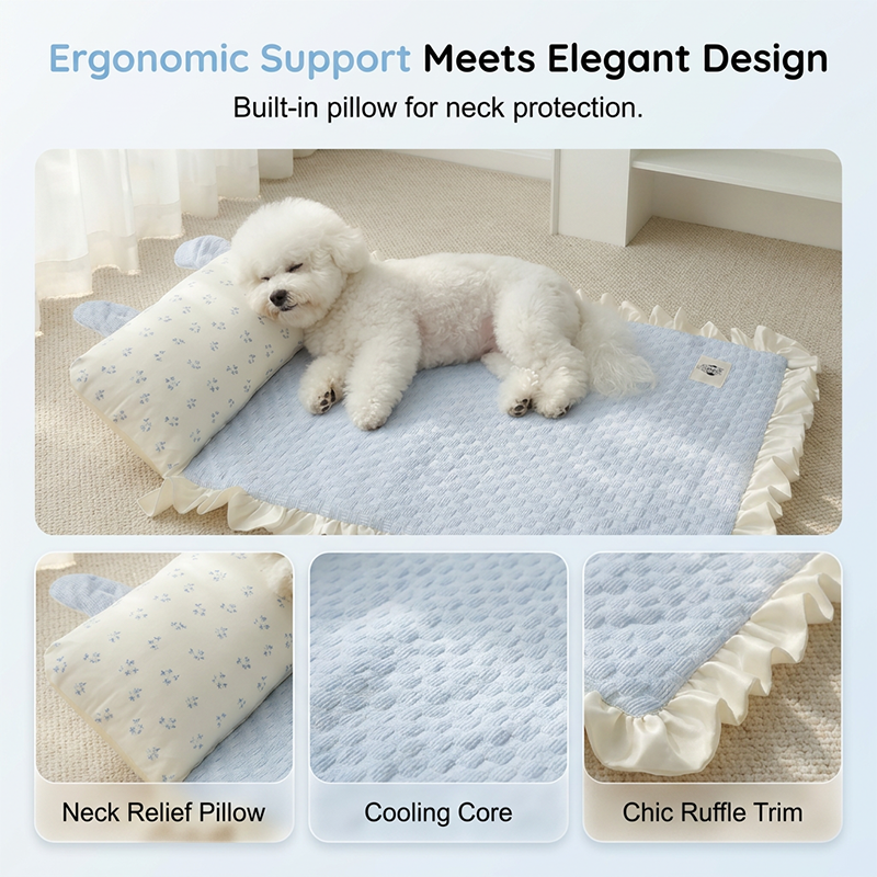 Summer Pet Cooling Mat with Pillow