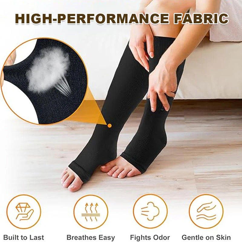 Knee-High Sports Support Socks with Zipper