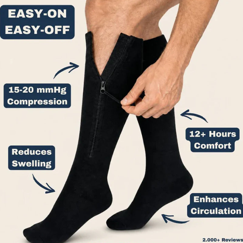 Knee-High Sports Support Socks with Zipper