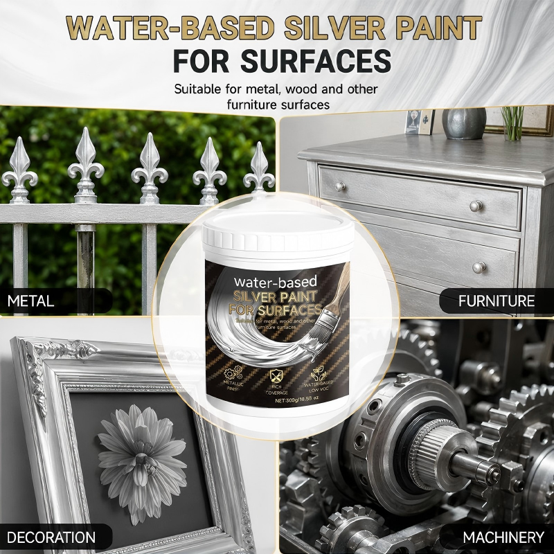 🥳2026 HOT SALE🥳💞50K+ SOLD!🖼️🌟 50% OFF! Quick‑Drying Silver Paint – Rich metallic luster, no brush strokes. Zero odor, toxin‑free. Pay on delivery. 💎✨