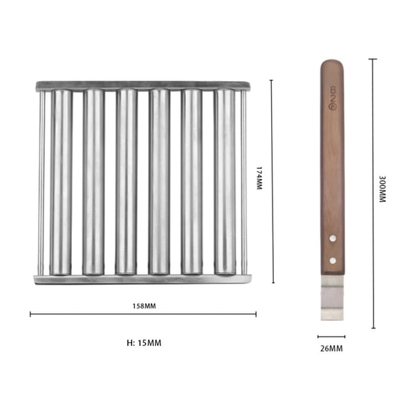 🔥Hot Sale Stainless Steel BBQ Hot Dog Rack with Wooden Handle