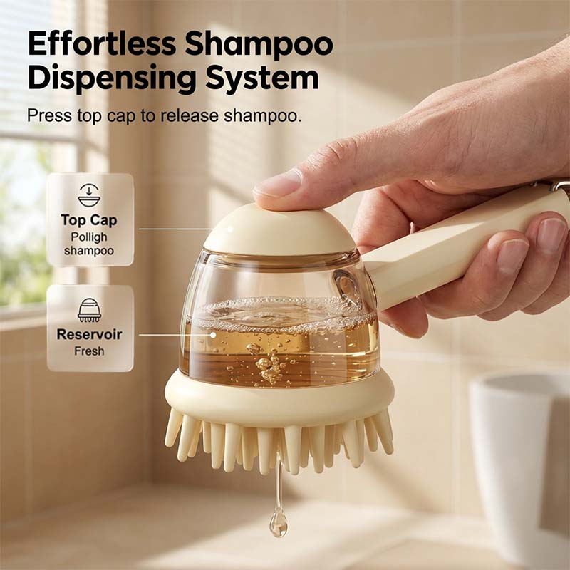 Pet Bath Massage Brush with Shampoo Dispenser