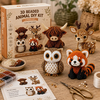 ⏰️Last Day For Free Shipping⌛️3D Beaded Animal DIY Craft Kit