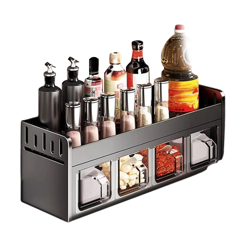 Punch-Free Kitchen Spice Rack Wall Mount Condiment Organizer