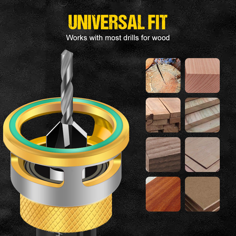 🏠 DIY & Professional Woodworking Countersink Set — 4 Sizes with Depth Control Collar