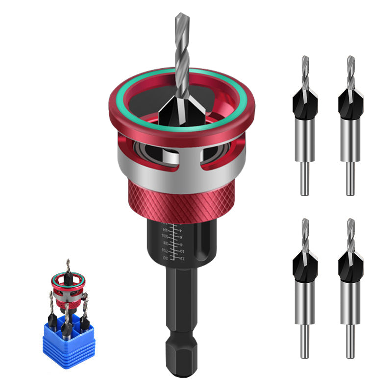 🏠 DIY & Professional Woodworking Countersink Set — 4 Sizes with Depth Control Collar