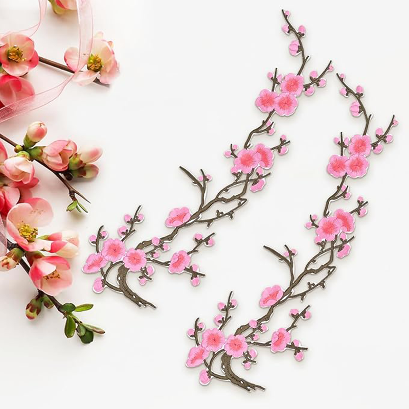 Elegant Plum Blossom Iron-On Patch