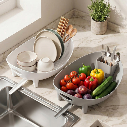 Kitchen Dish Drying Rack with Utensil Holder