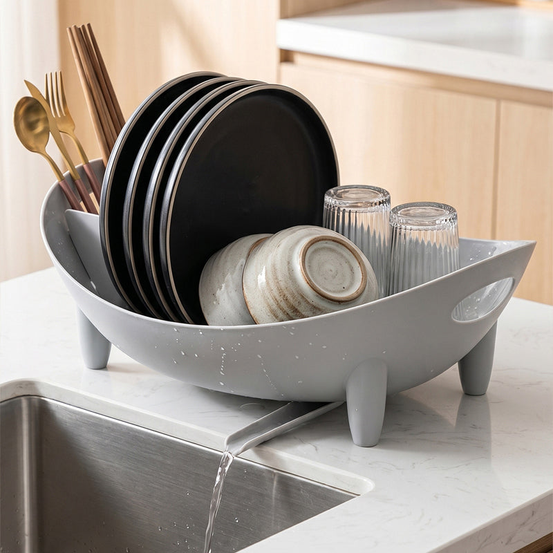 Kitchen Dish Drying Rack with Utensil Holder