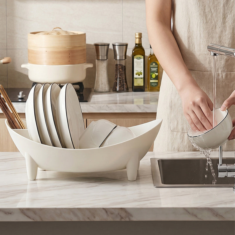 Kitchen Dish Drying Rack with Utensil Holder