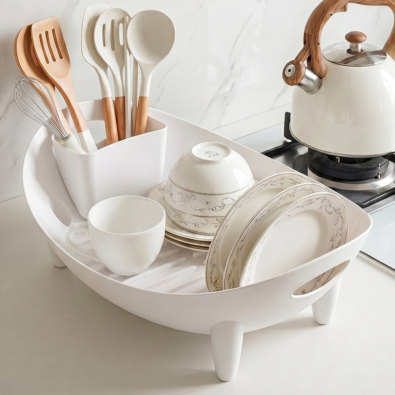 Kitchen Dish Drying Rack with Utensil Holder