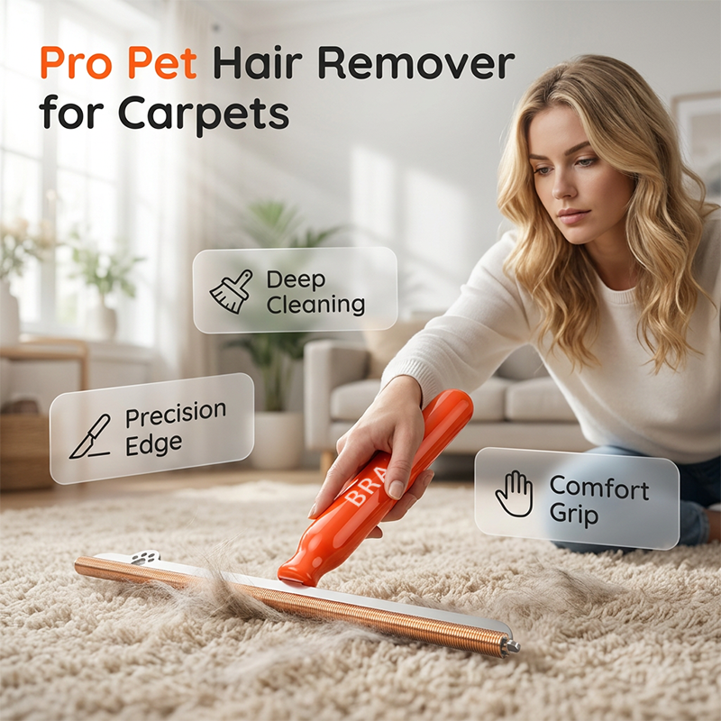 Long-Handled Pet Hair Remover for Carpets