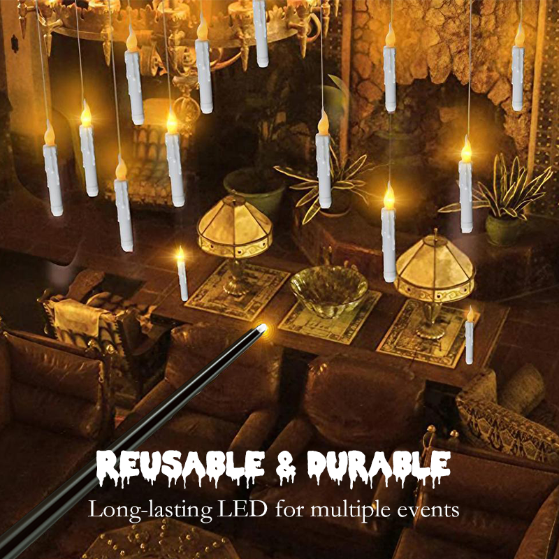 Halloween Magic Wand Remote Floating LED Candle Lights