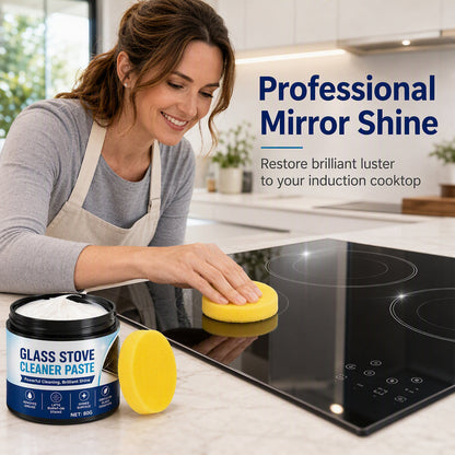 Glass Stove Cleaner Paste 80g with Sponge Burnt Stain Remover