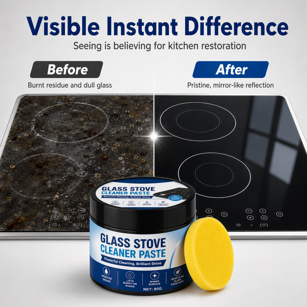 Glass Stove Cleaner Paste 80g with Sponge Burnt Stain Remover