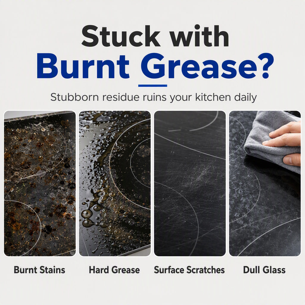 Glass Stove Cleaner Paste 80g with Sponge Burnt Stain Remover